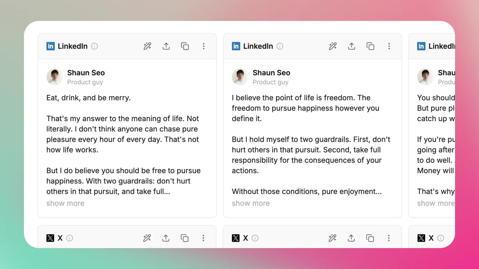 Weeks of content, in your own voice